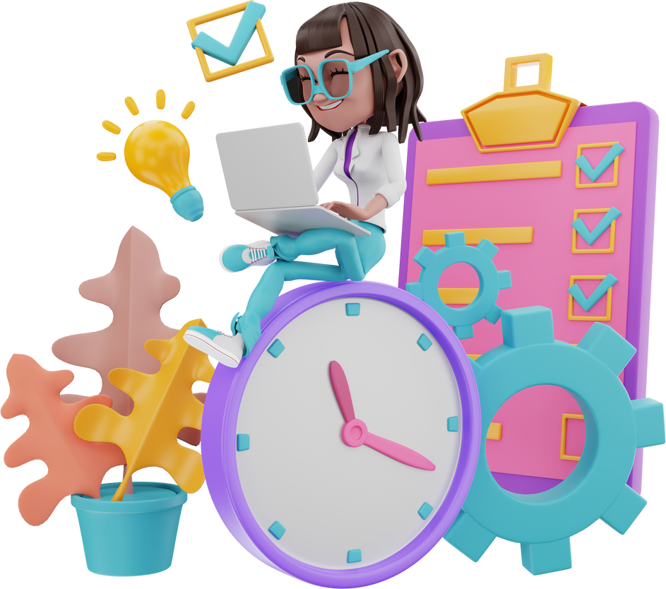 3D rendering of time management illustration
